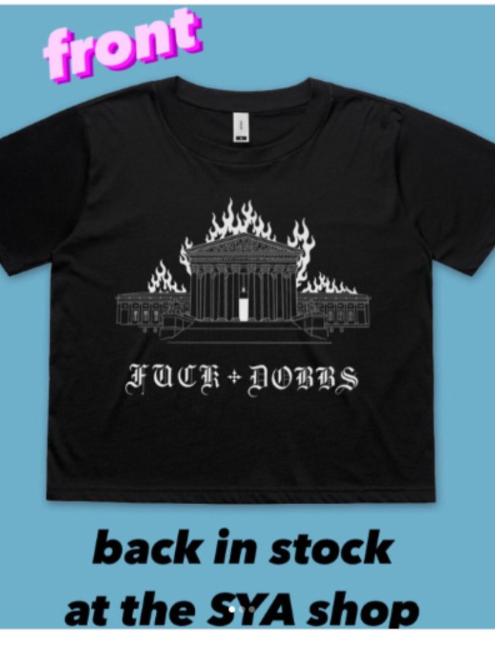 "F**K DOBBS" Black Boxy Tee Shirt Size Medium - NWOT